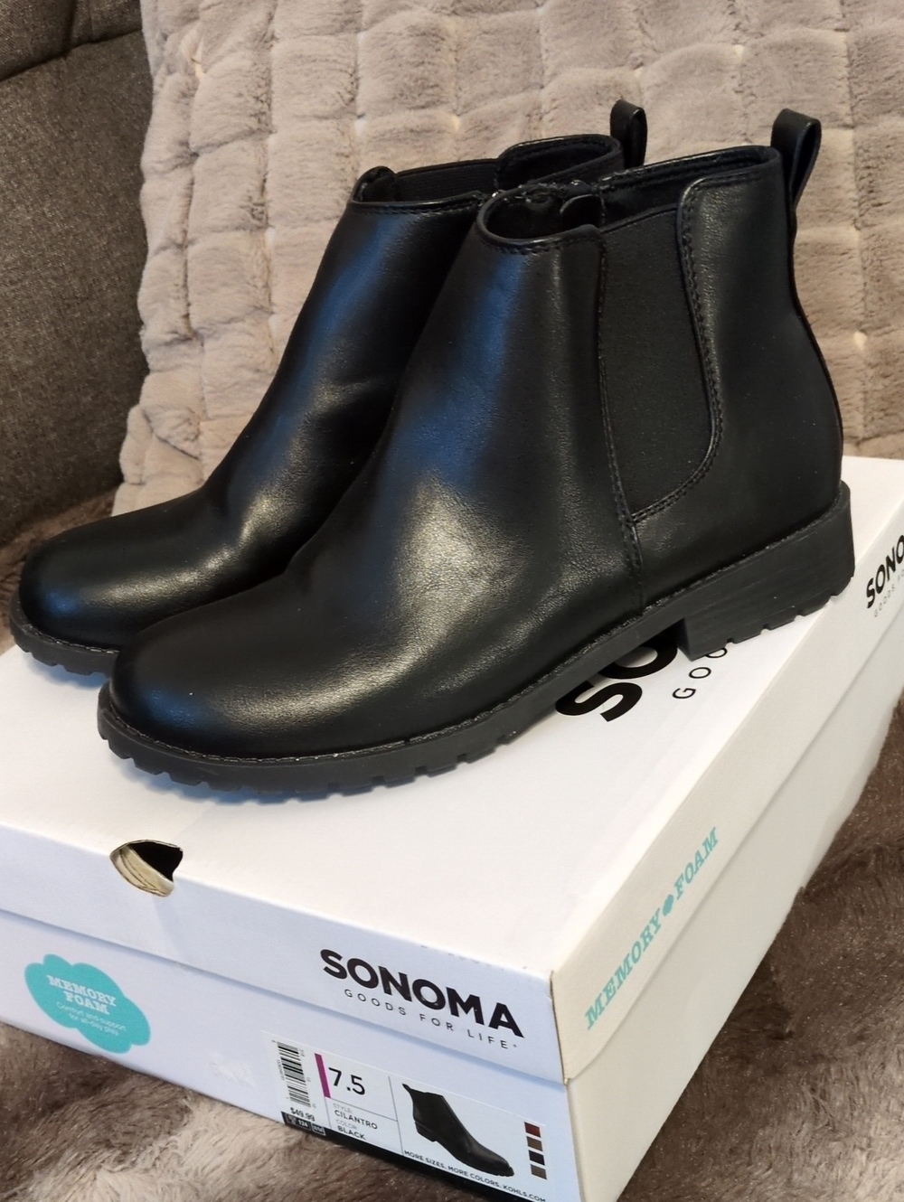 Sonoma Black Faux-Leather Chelsea Ankle Boots